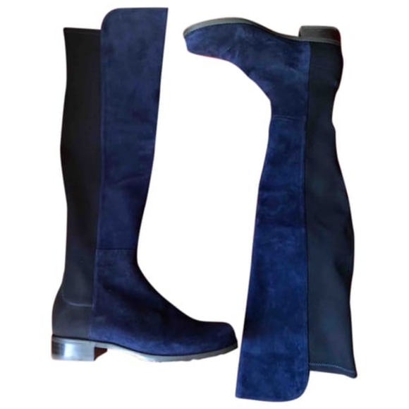 Stuart Weitzman blue suede over the knee boots - Picture 2 of 13